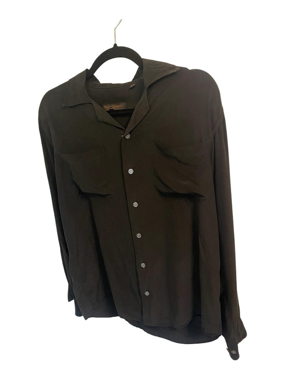 Yves Saint Laurent Black Button-Front Silk Blouse